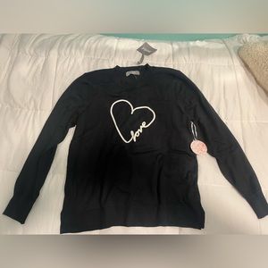 Black and White embroidered love sweater